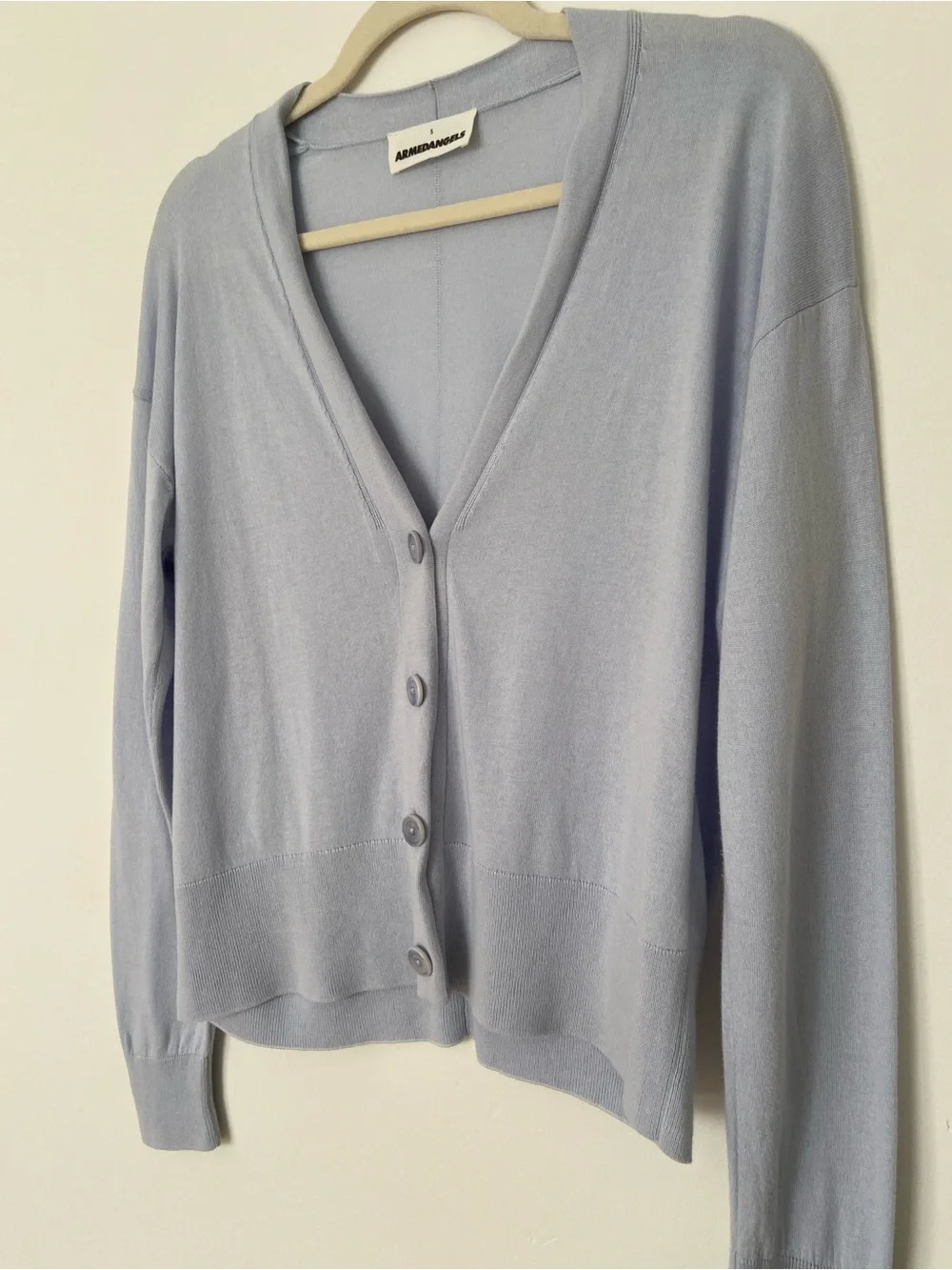 Armedangels Odinaa Cardigan Classic V Neck Button Up Relaxed Light Blue Small - Picture 10 of 11